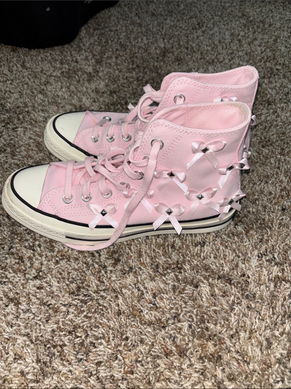 Pink High-Top Ribbon Accent Converse - Picture 3 of 5